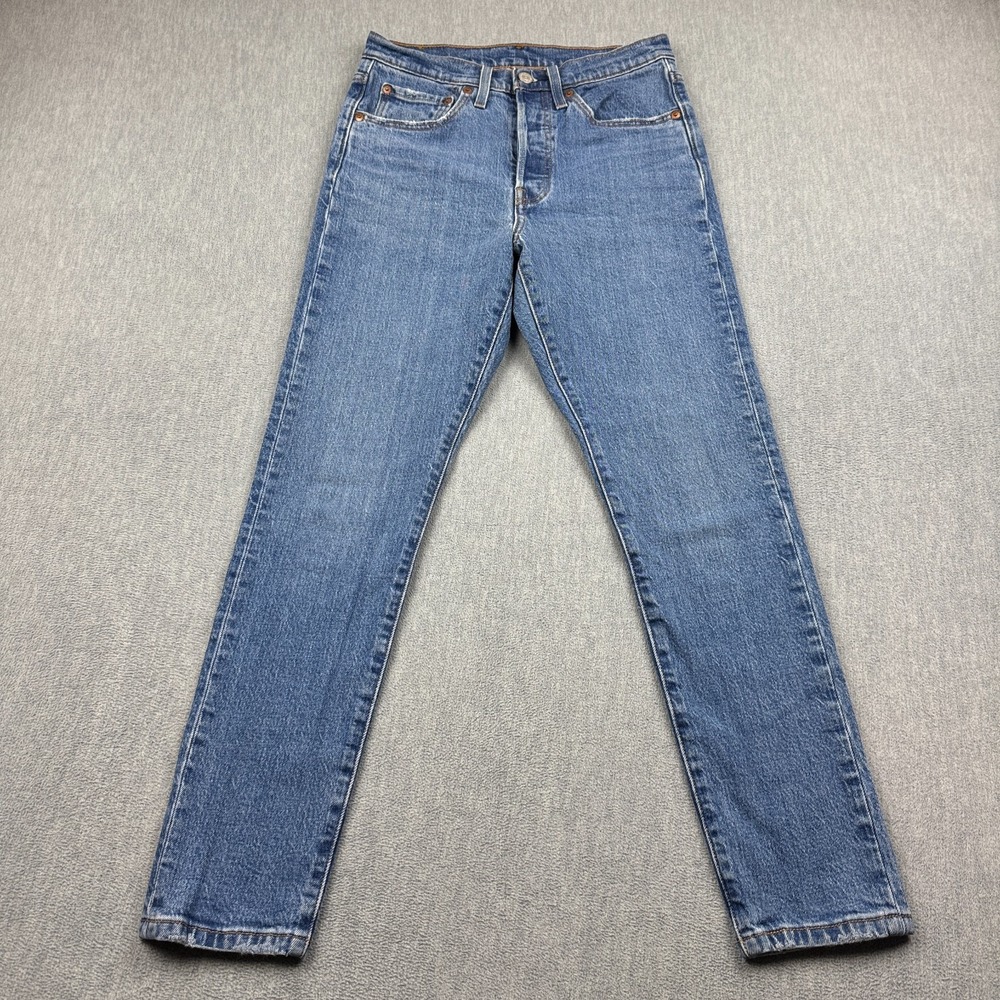 Levis Jeans Women 26X28 Blue 501 S Button Fly Zip High Rise Straight Denim Pants